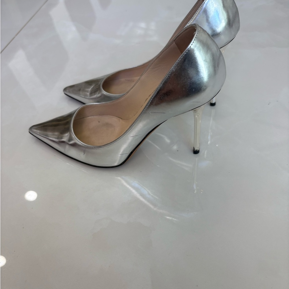 Jimmy Choo Metallic Silver Heels